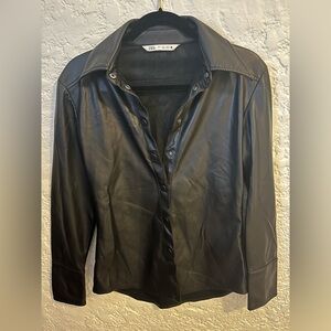 ZARA Faux Black Leather Blouse.